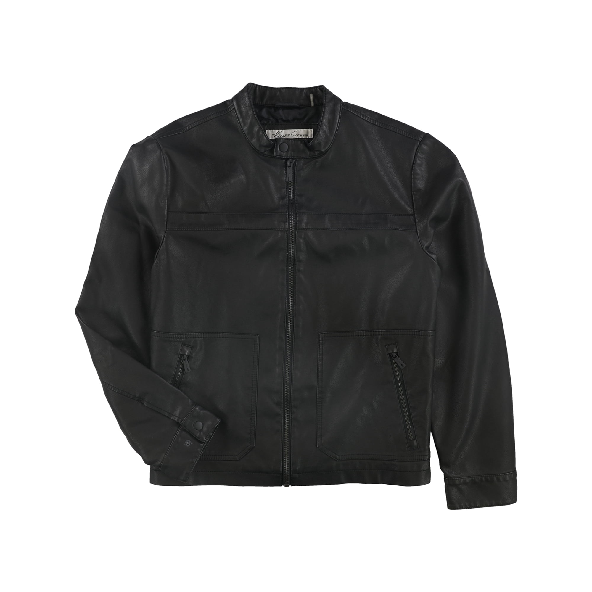 Kenneth Cole Mens Faux-Leather Bomber Jacket Kenneth Cole Mens Faux-Leather Bomber Jacket